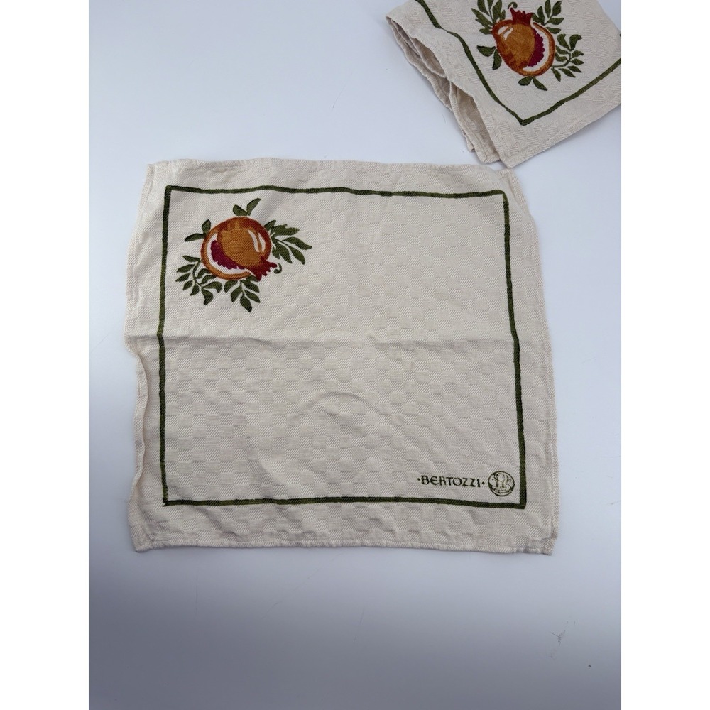 Stamperia Bertozzi Italian Handprinted Linen Placemats Napkins Set Pomegranate - Picture 4 of 12